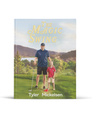 The Magic Swing children’s book cover showing a dad and young boy on a golf course.