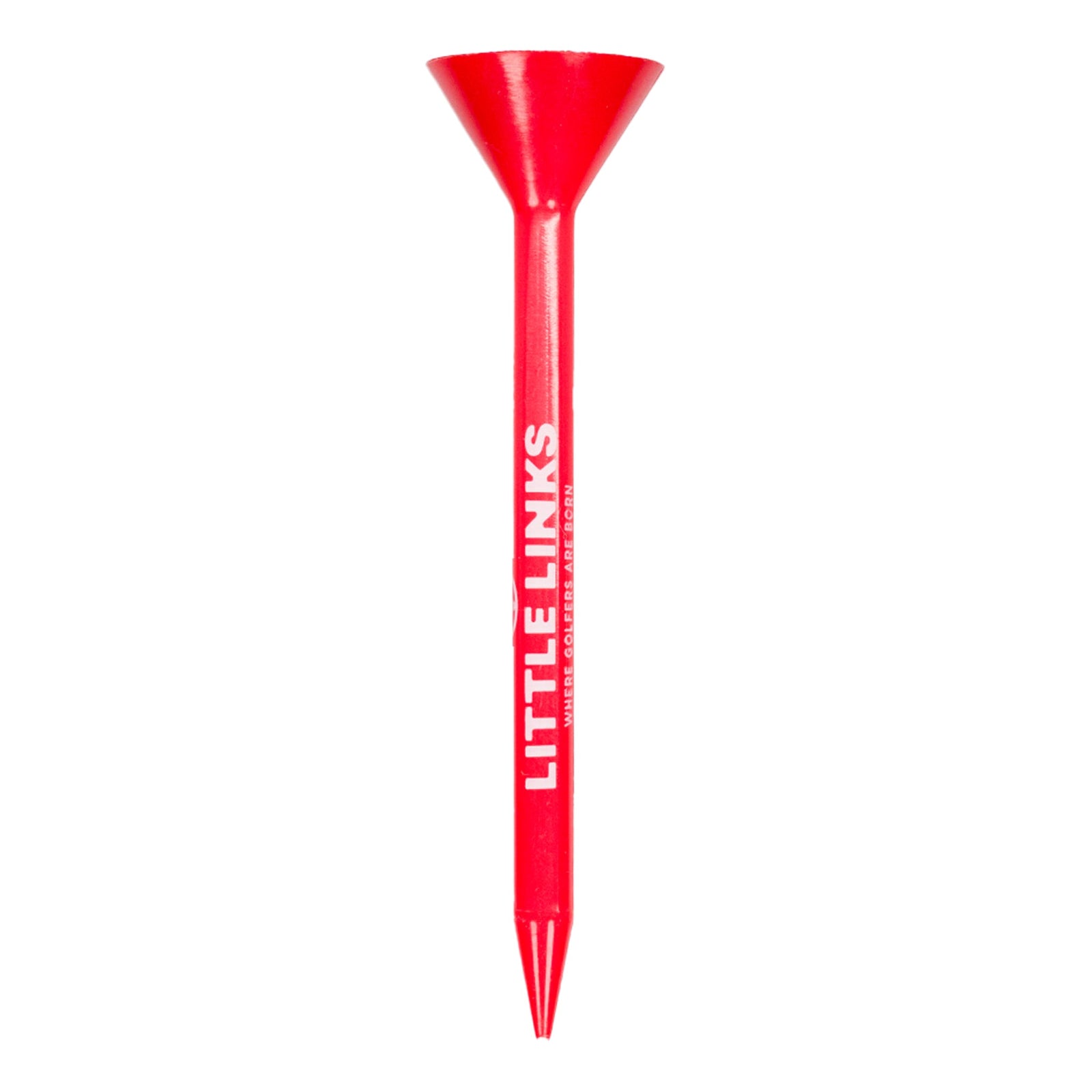 Little Links kids golf grass tee in red 3.25 inch, designed for natural grass use, durable and easy to place for young golfers learning proper tee shots.